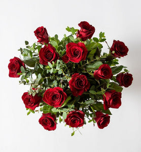 Red rose bouquet with green - abcFlora.com