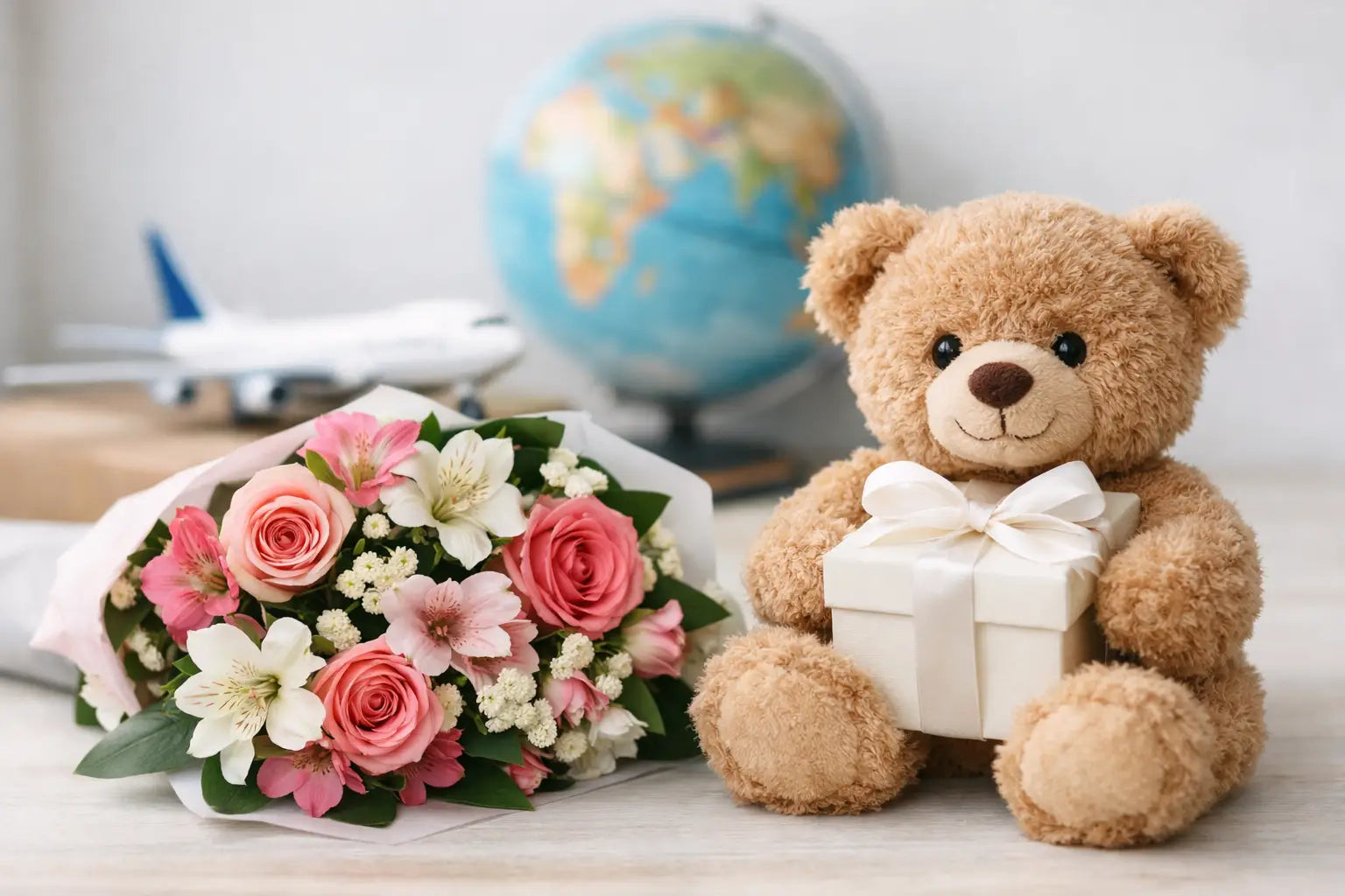 Flower Delivery with Teddy Bear Internationally