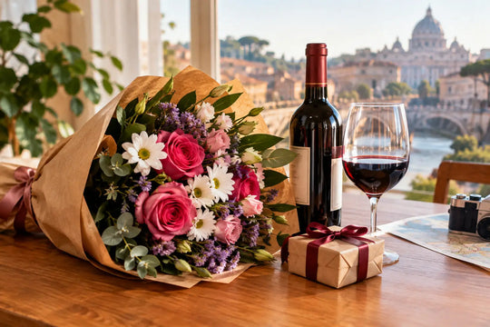 Flowers and Wine Delivery for Someone Abroad