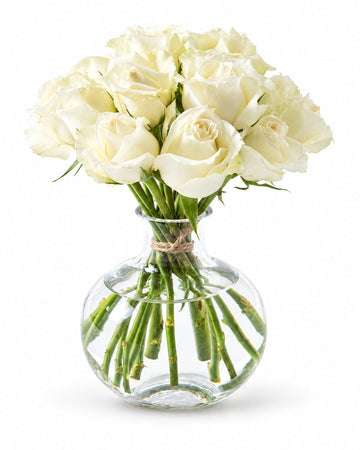 Newborn rose bouquet with vase delivered in Oslo and across Norway by a local florist