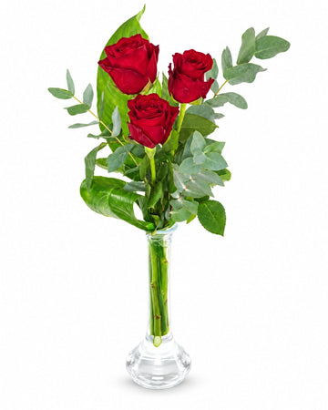 Tres Rosas Rojas con entrega a domicilio en Copenhague y todo Dinamarca