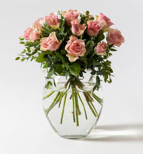 Pink rose bouquet with green - abcFlora.com
