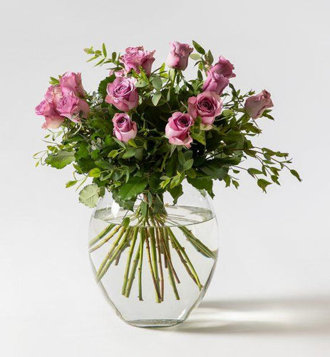 Purple rose bouquet with green - abcFlora.com