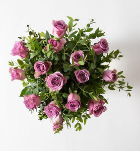 Purple rose bouquet with green - abcFlora.com