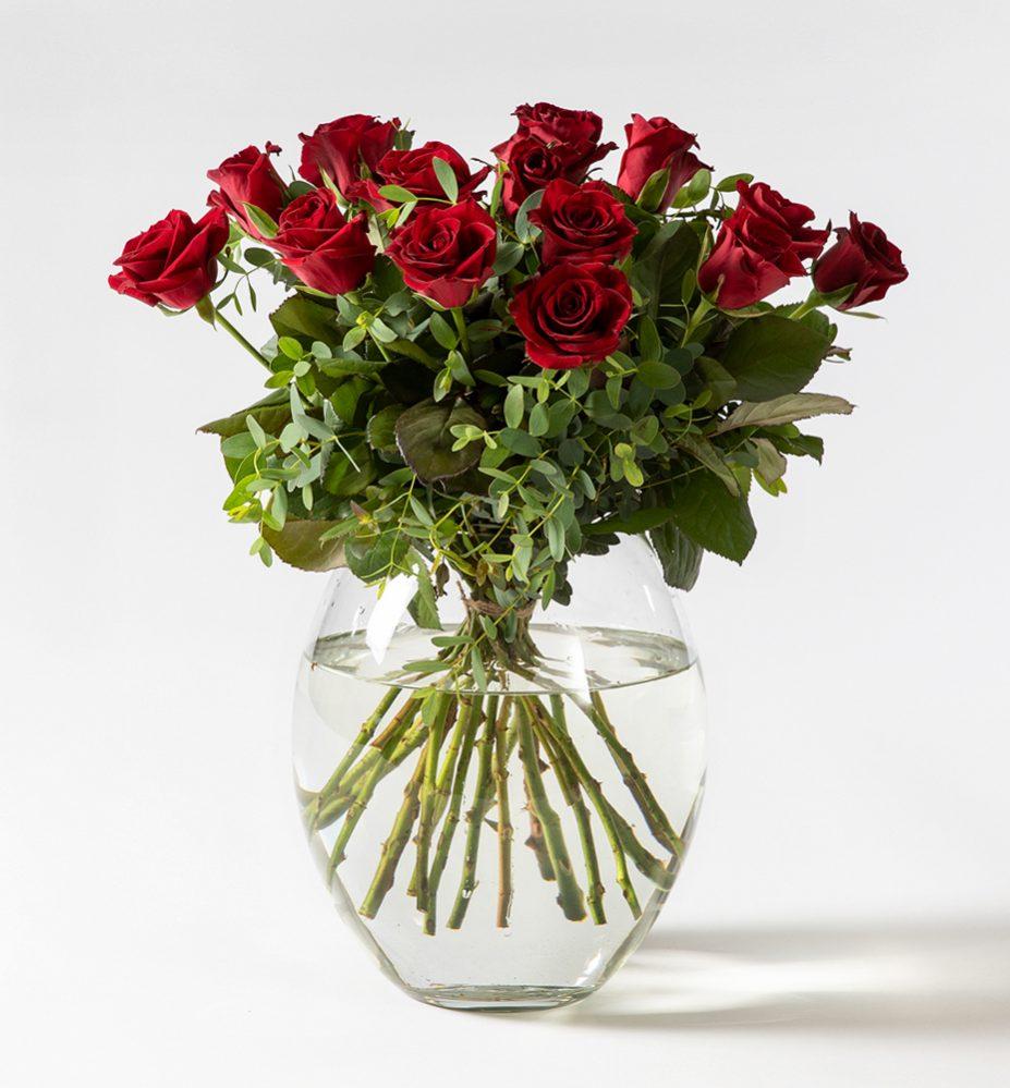 Red rose bouquet with green - abcFlora.com